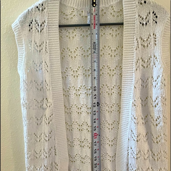 Ann Taylor Loft White Crochet Sleeveless Sweater - Picture 5 of 7